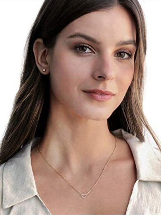 GiGiGirl Teens Plated Cubic Zirconia Heart Design Necklace  14K Gold Plated Cubic Zirconia Heart Pendant Necklace